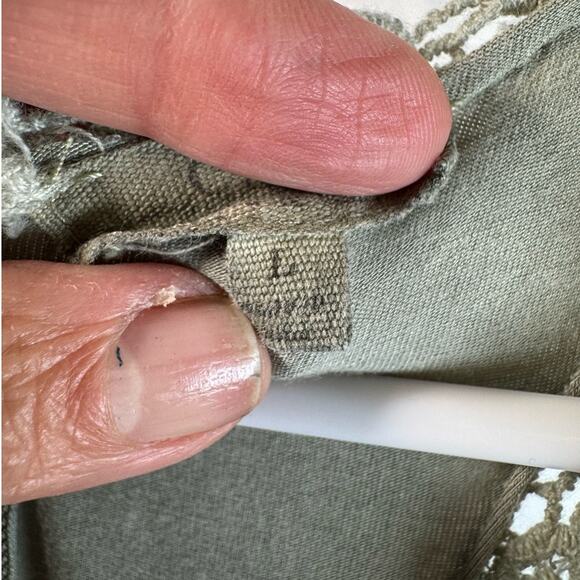 C&V Womens Tunic Dress Olive Green Boho Cottage Core Womens L Sleeveless Lace - Picture 6 of 13